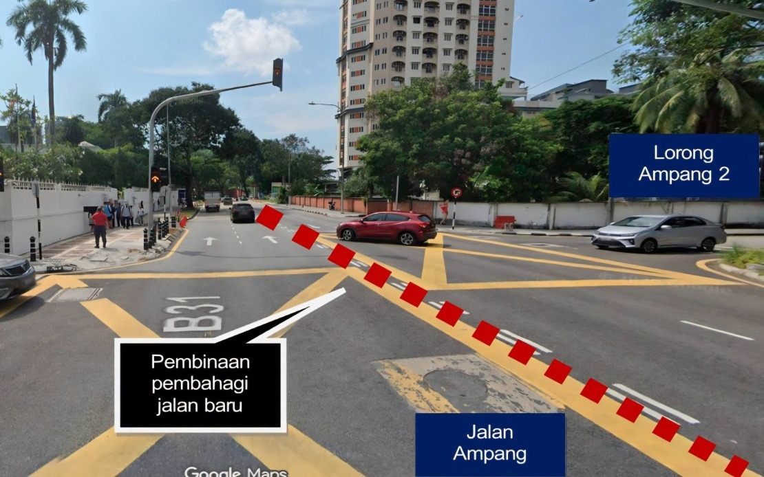 Two Traffic Light Intersections On Jalan Ampang To Close Permanently For Major Road Upgrade