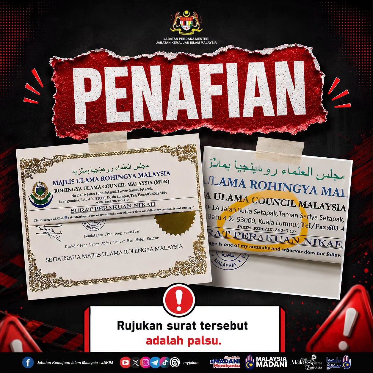 JAKIM Debunks Fake Marriage Letter as Viral Social Media Hoax