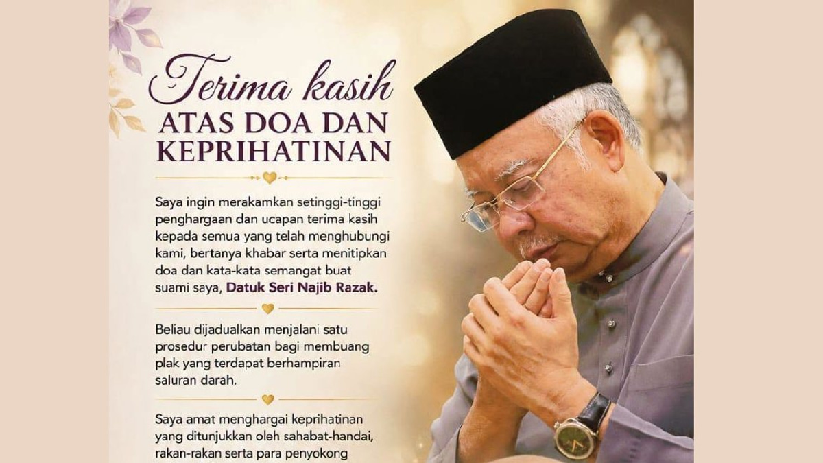 Rosmah seeks public prayers as Najib prepares for vascular surgery