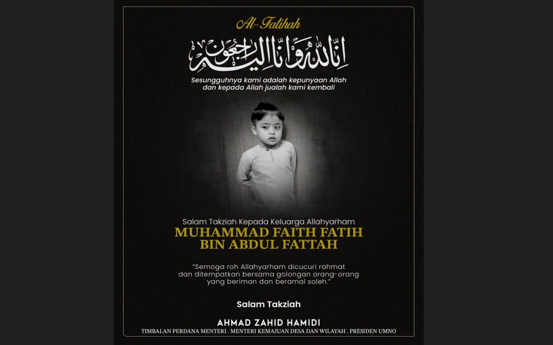DPM Zahid Extends Condolences to Family of Six-Year-Old Autistic Child Found Dead in Perak