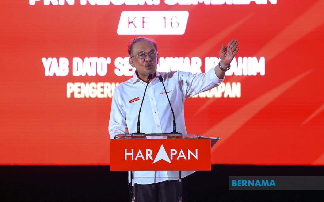 Anwar Urges Negeri Sembilan Voters to Back Pakatan Harapan for Sustained Progress