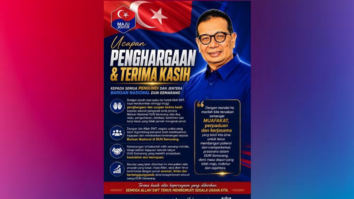 Samsolbari Jamali Wins Historic Sixth Consecutive Term in Semarang As BN Strengthens Johor Grip