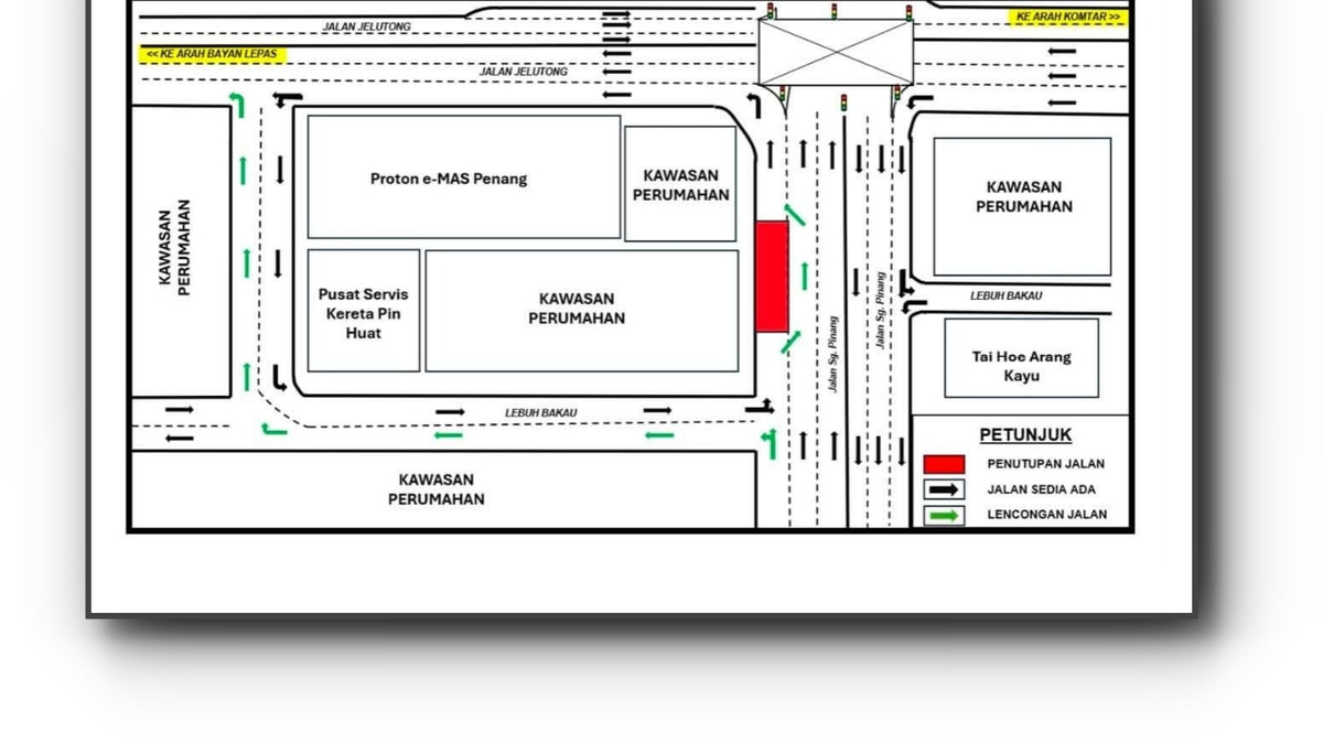 Penang Road Closure: Sungai Pinang-Jelutong Route to Shut for Utility Works