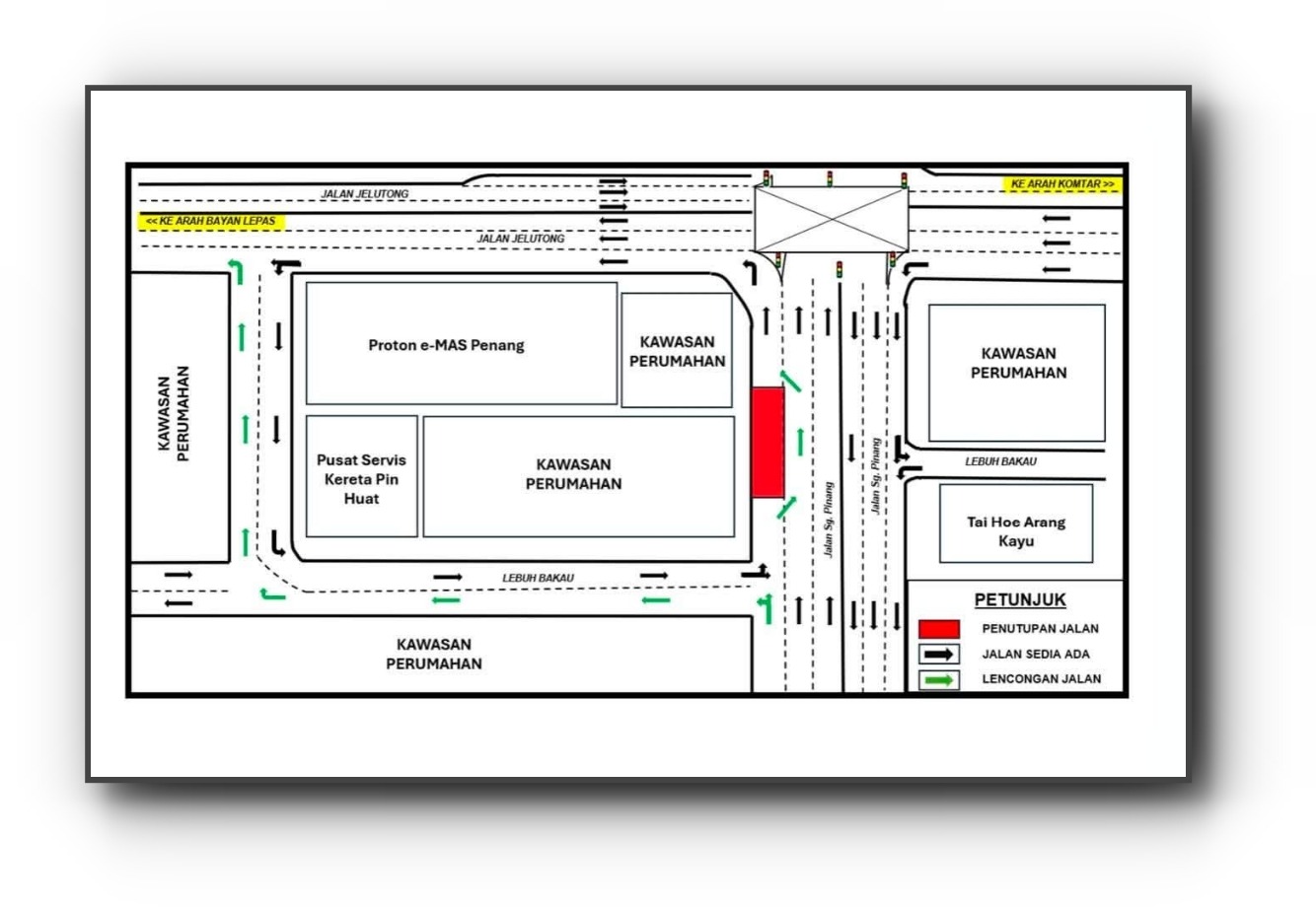 Penang Road Closure: Sungai Pinang-Jelutong Route to Shut for Utility Works