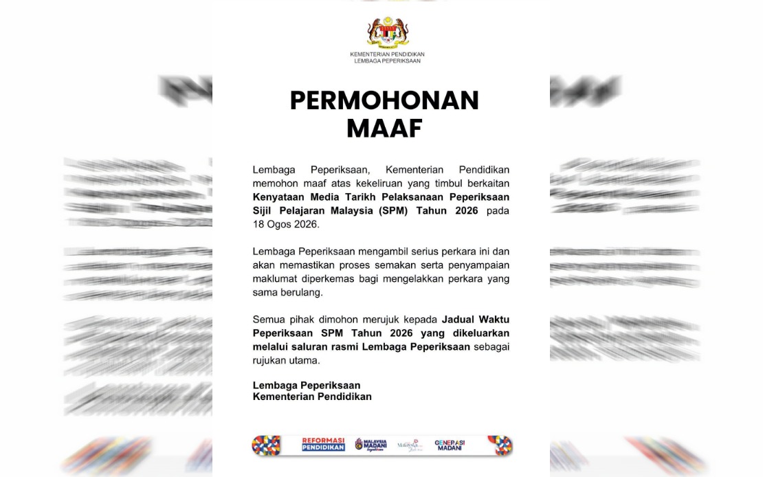 Education Ministry's Examination Board Clarifies SPM 2026 Schedule After Yesterday's Announcement Mix-up