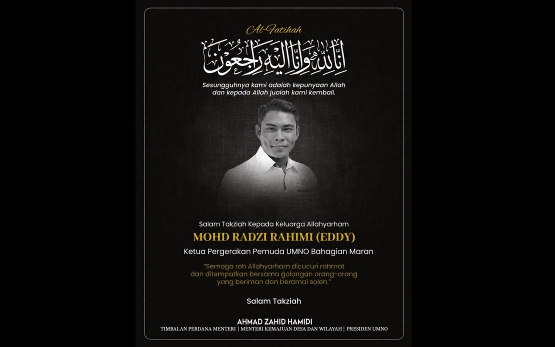 UMNO President Ahmad Zahid Mourns Death of Maran Youth Chief Mohd Radzi in Bentong Accident