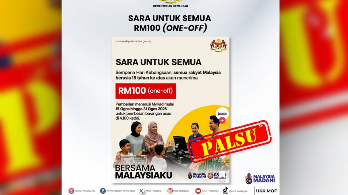 Finance Ministry Dismisses False Claim of RM100 National Day Cash Handout