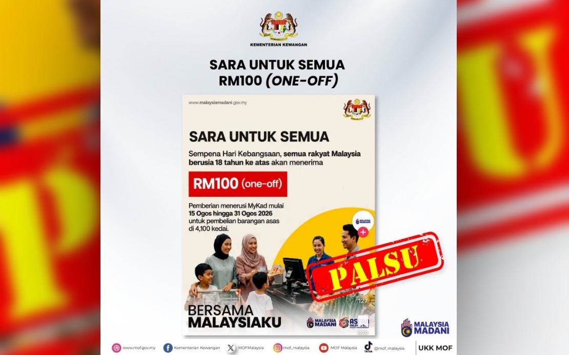 Finance Ministry Dismisses False Claim of RM100 National Day Cash Handout
